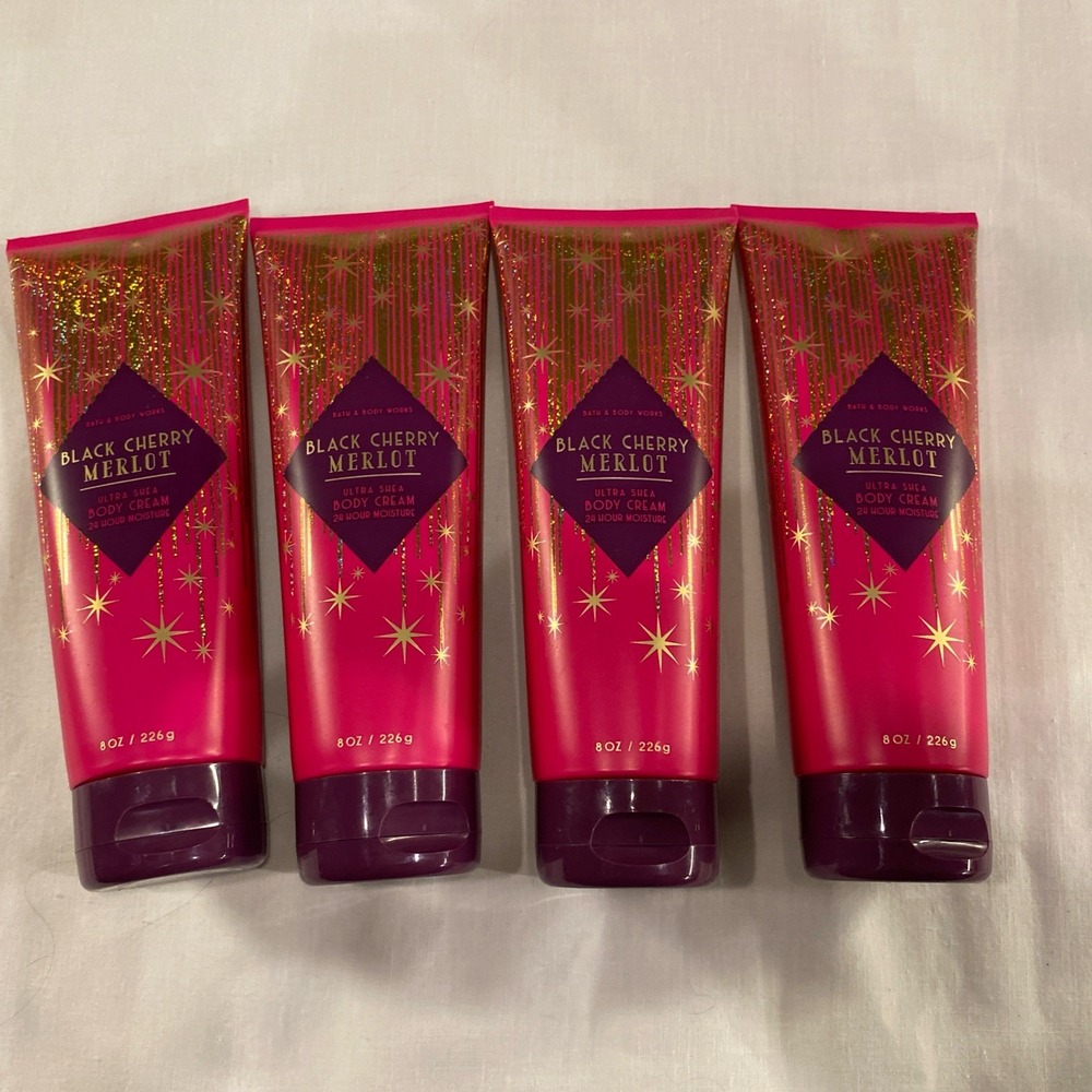 4 Bath & Body Works Black Cherry Merlot Moisture Ultra Shea Body Cream 8 oz